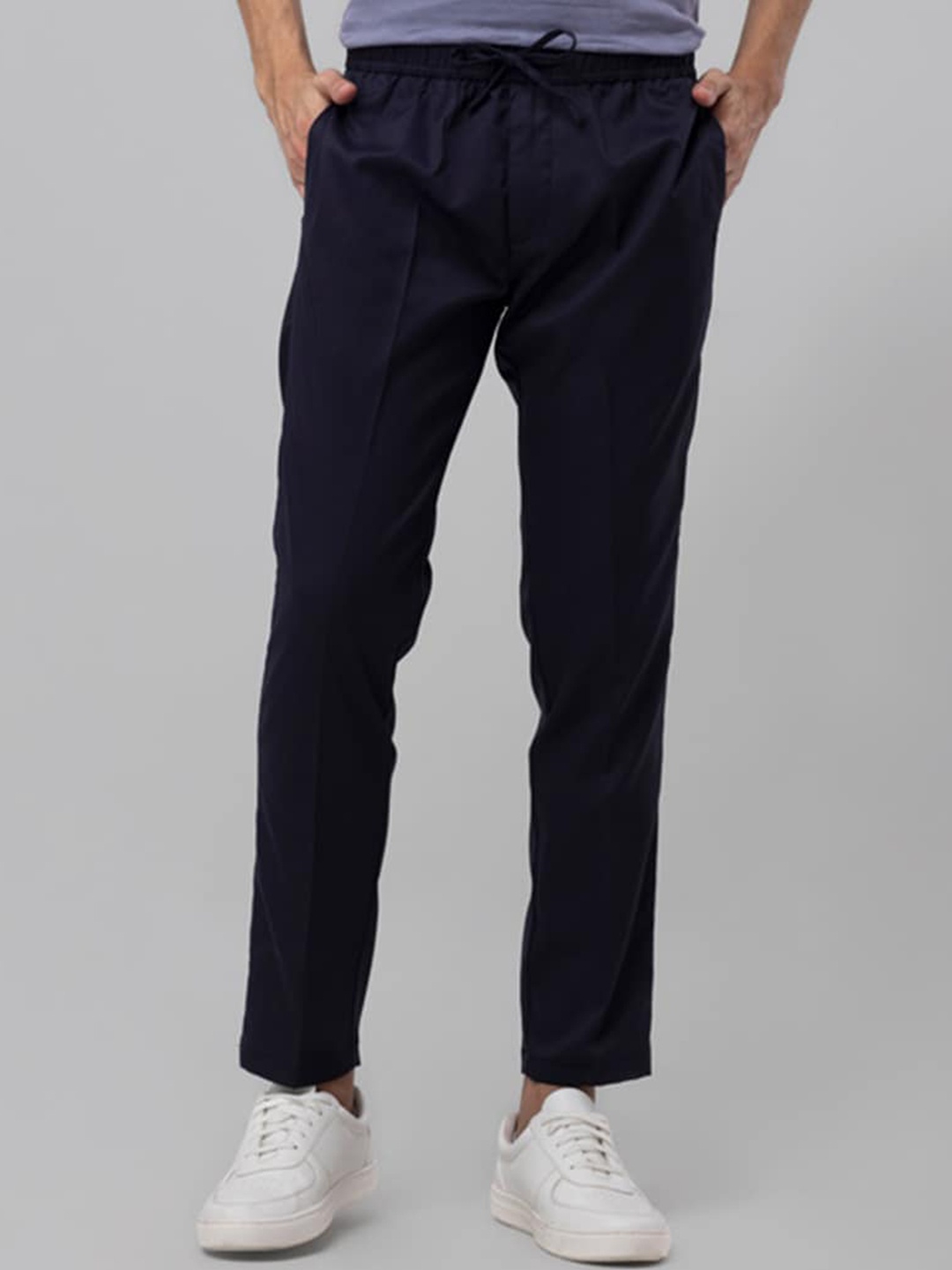 

Snitch Men Navy Blue Relaxed Mid-Rise Trousers