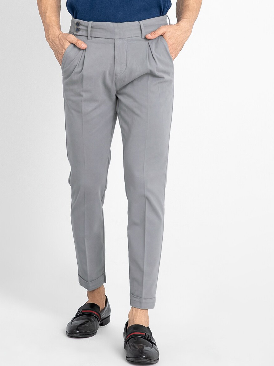 

Snitch Men Grey Relaxed Straight Leg Slim Fit Trousers