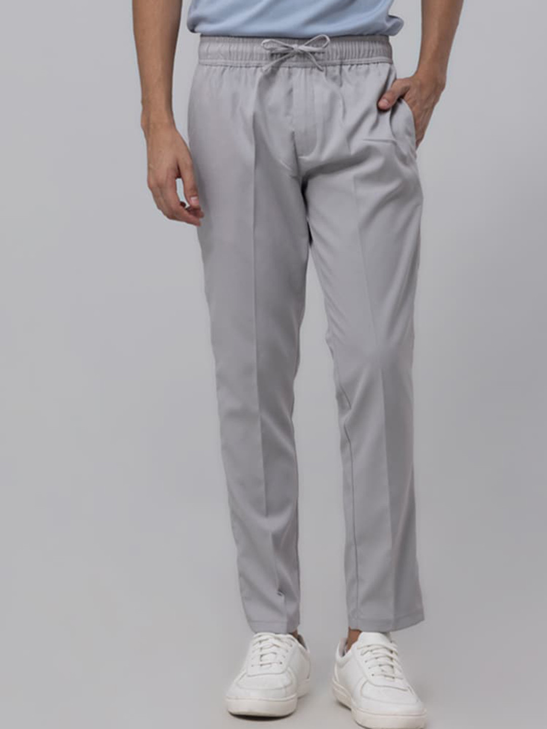 

Snitch Men Grey Mid-Rise Relaxed Trousers