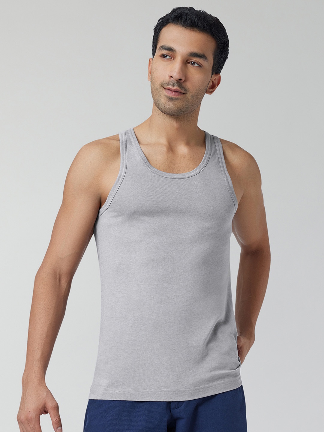 

XYXX Men Solid ACE Cotton Modal Grey Round Neck Innerwear Vest