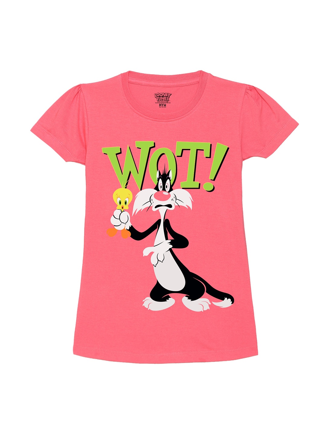 

Wear Your Mind Girls Sylvester Printed Pure Cotton T-shirt, Pink