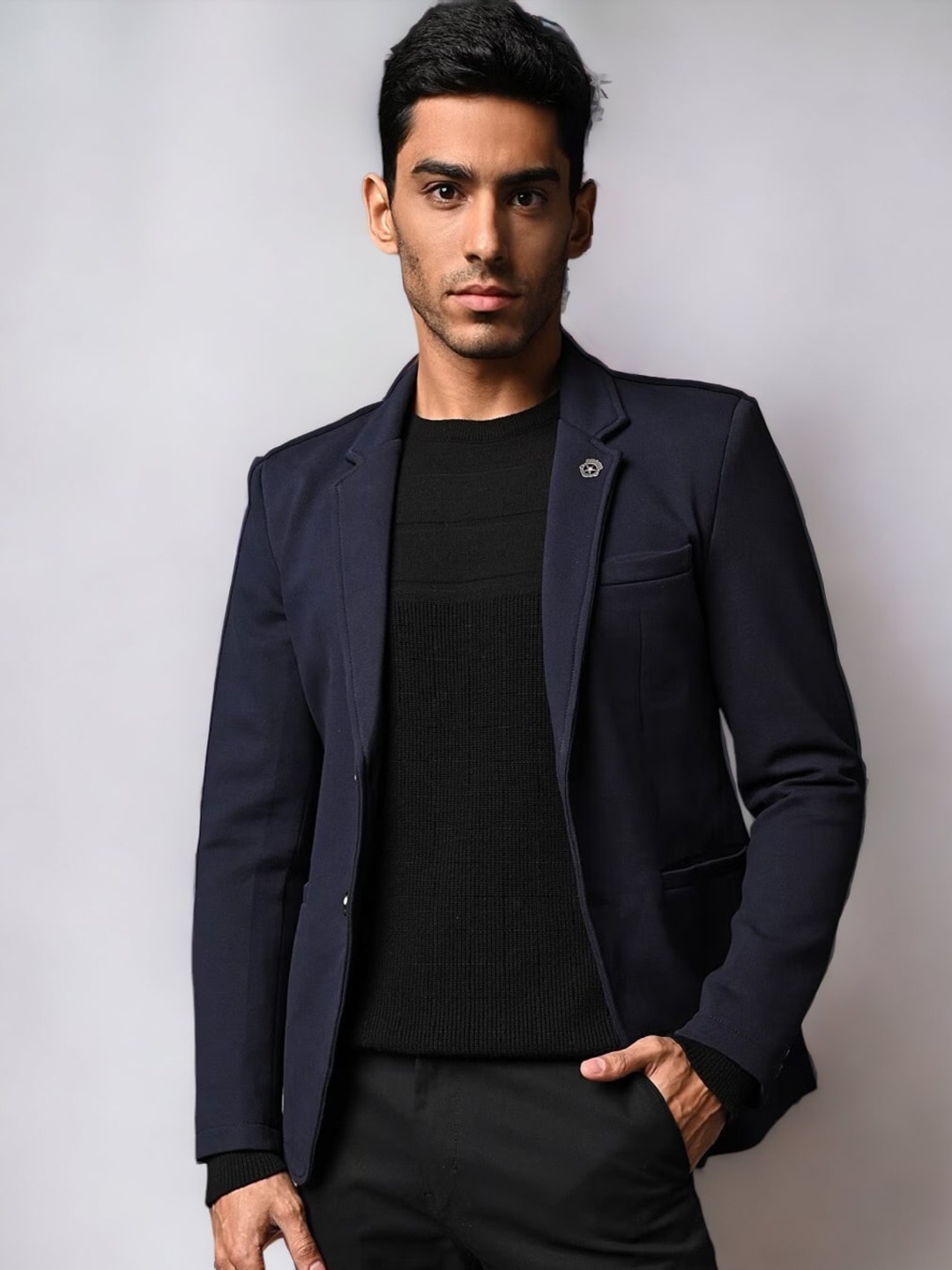 

Fort Collins Slim-Fit Single-Breasted Blazer, Navy blue