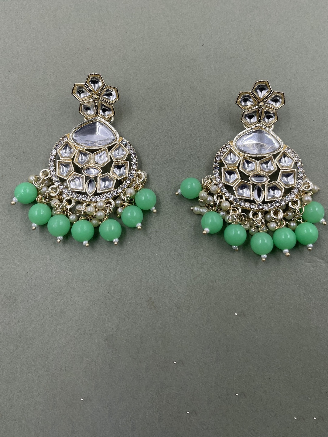 

Rhymee Gold-Plated Floral Kundan & Pearls Studded Drop Earrings