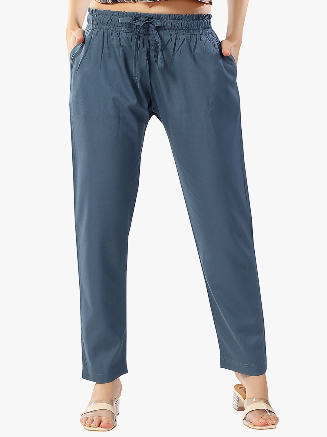 

TRASA Women Mid Rise Trousers, Teal