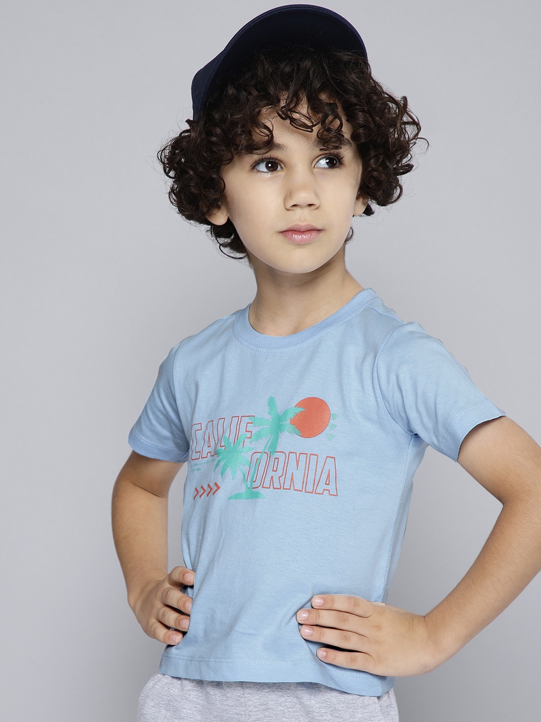 

HERE&NOW Boys Printed Pure Cotton T-shirt, Blue