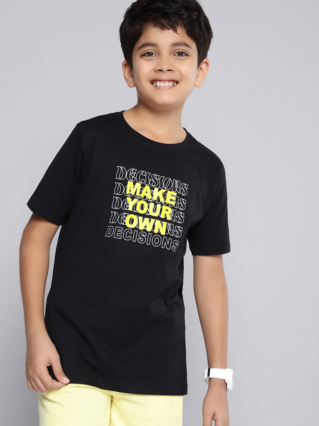 

HERE&NOW Boys Printed Pure Cotton T-shirt, Black