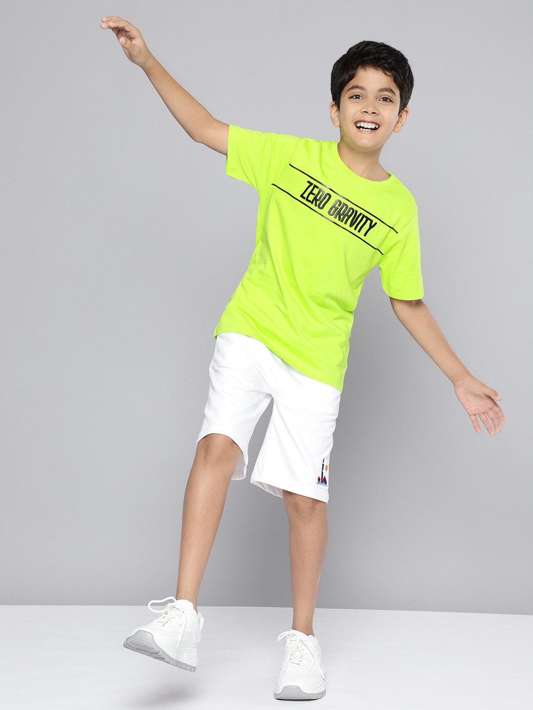 

HERE&NOW Boys Printed Pure Cotton T-shirt, Lime green