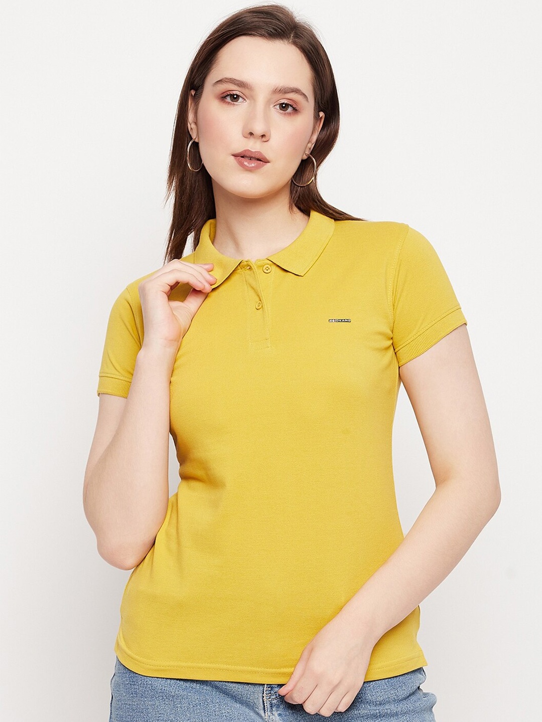

Okane Polo Collar Short Sleeves Cotton T-shirt, Mustard