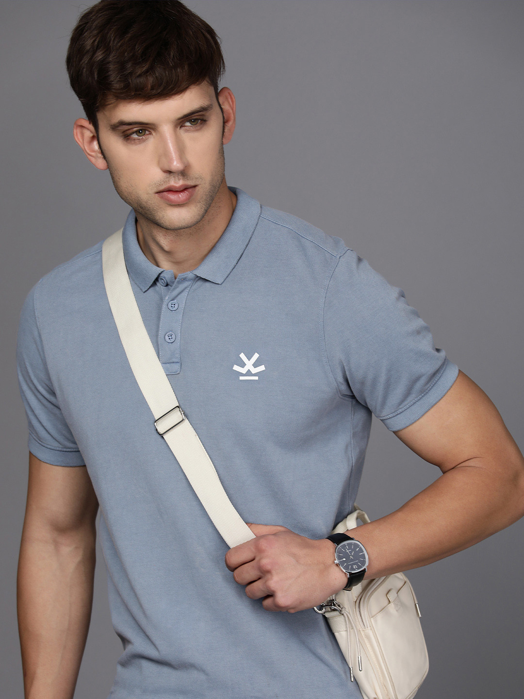 

WROGN Solid Polo Collar Casual T-shirt, Blue