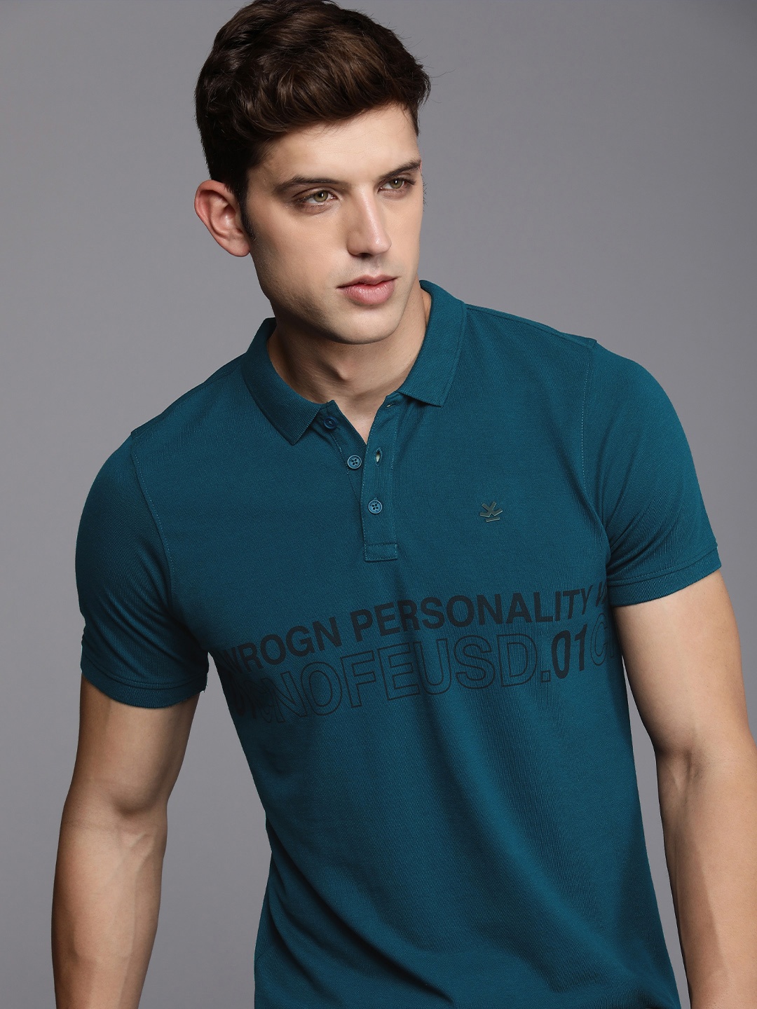 

WROGN Printed Polo T-shirt, Blue