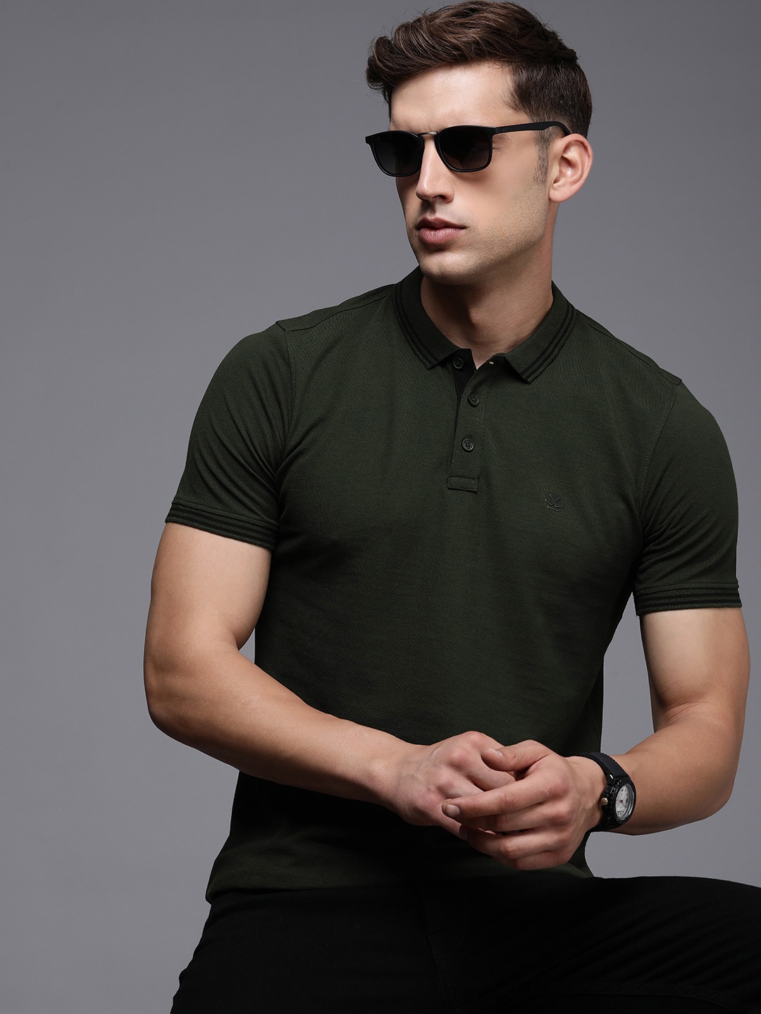

WROGN Polo Collar Slim Fit T-shirt, Olive