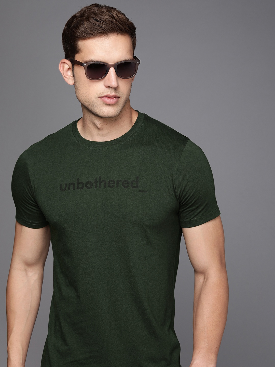

WROGN Typography Printed Slim Fit Casual T-shirt, Olive