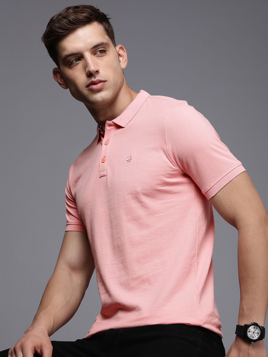 

WROGN Polo Collar Slim Fit T-shirt, Pink