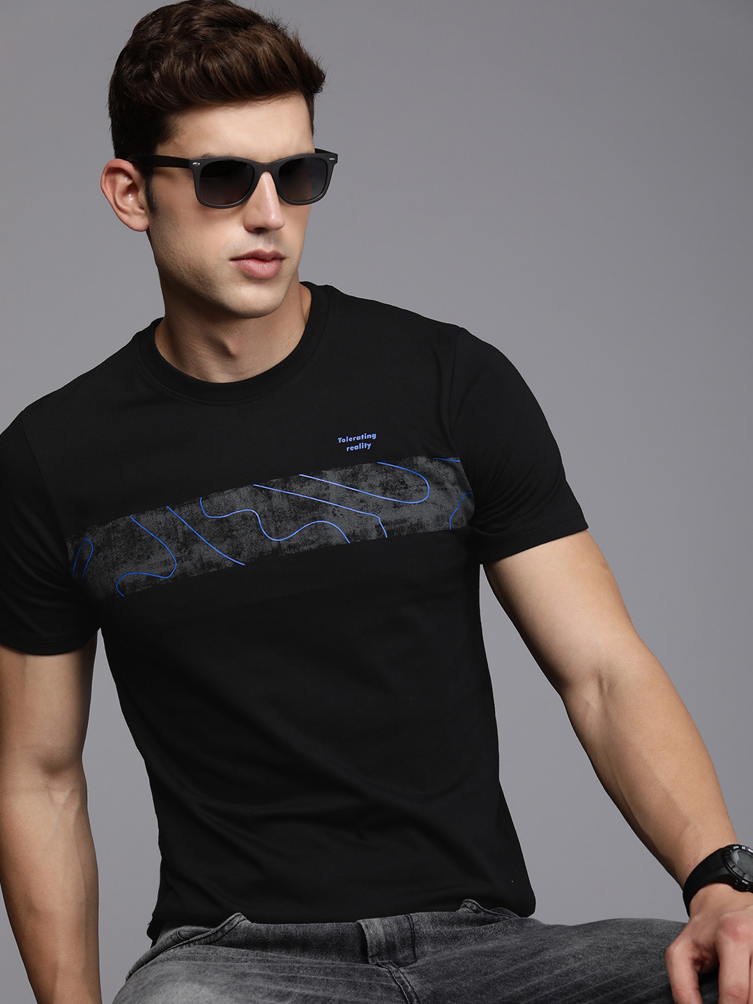 

WROGN Round Neck Printed T-shirt, Black