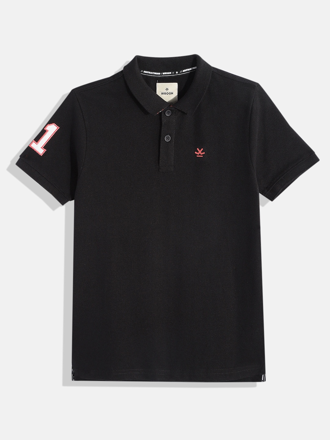 

WROGN YOUTH Boys Solid Polo Collar T-shirt, Black