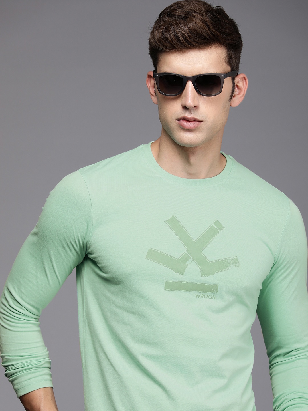 

WROGN Round Neck Printed T-shirt, Sea green