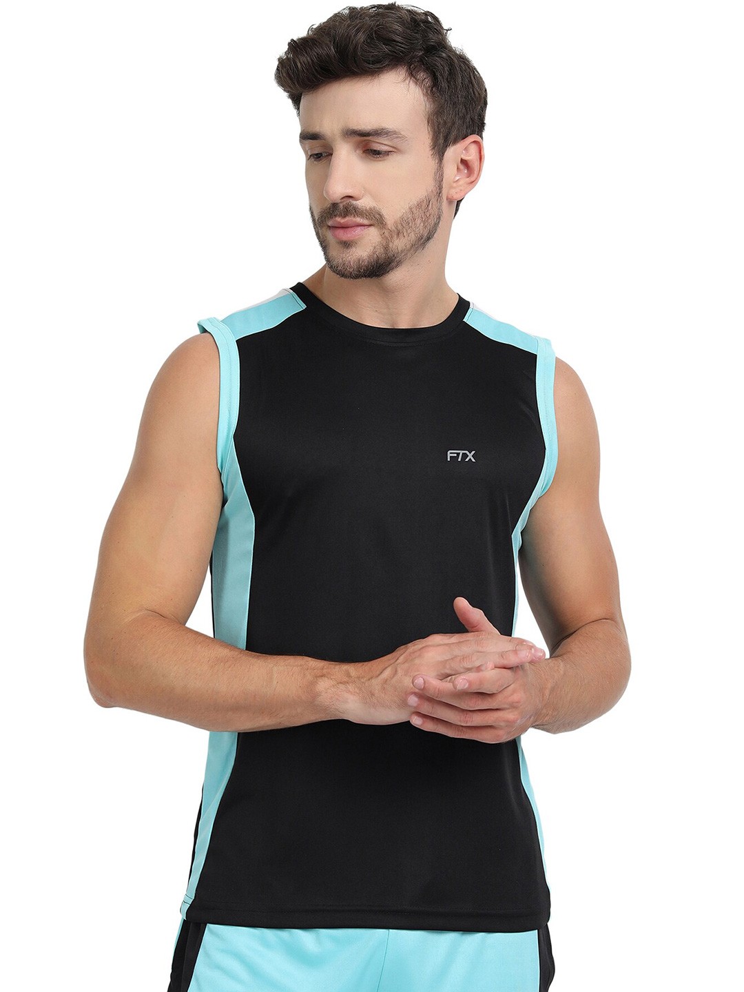 

FTX Round Neck Sleeveles Dri-FIT Sports T-shirt, Black
