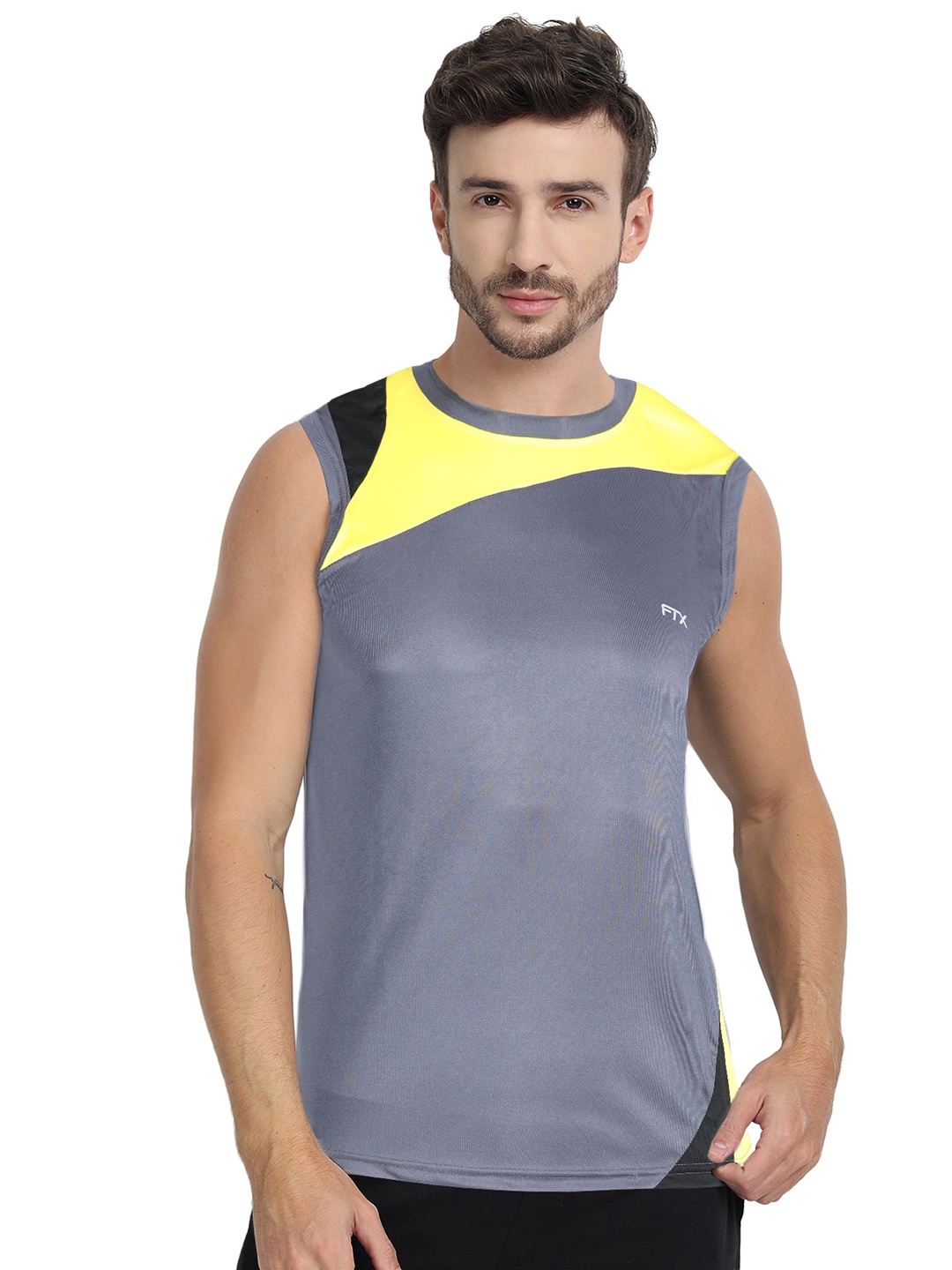 

FTX Colourblocked Dri-Fit Sleeveless Sports T-shirt, Grey