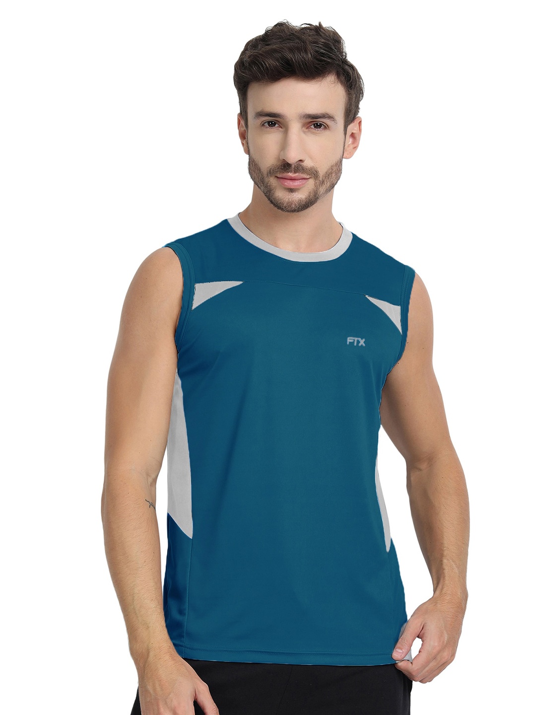 

FTX Round Neck Sleeveless Dri-Fit Sports T-shirt, Blue