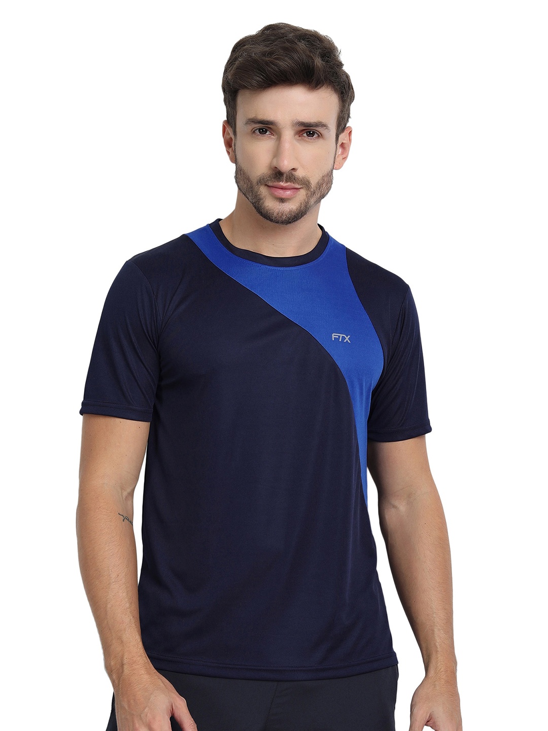 

FTX Coloublocked Round Neck T-shirt, Navy blue