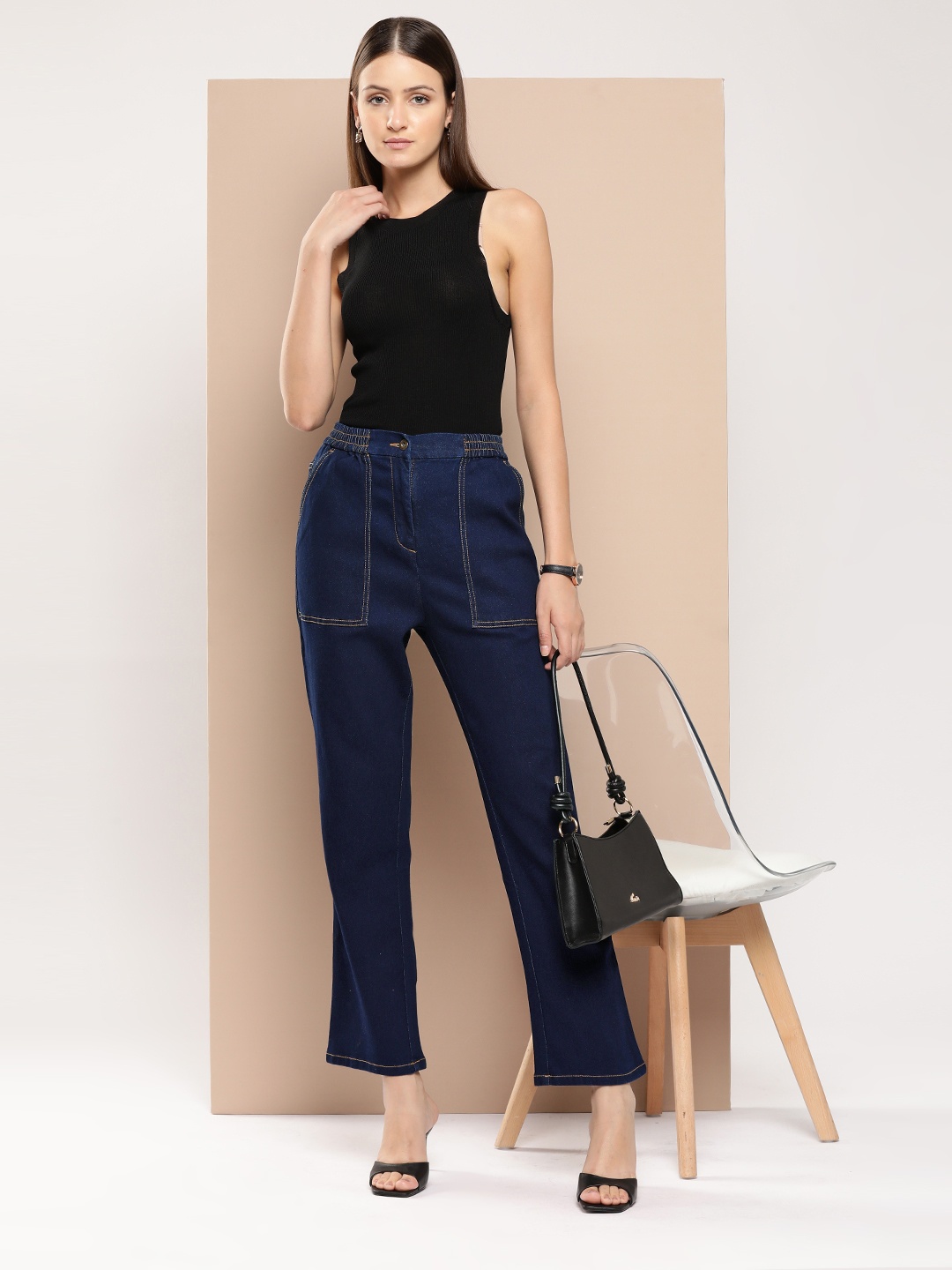 

Chemistry Women Straight Fit Stretchable Jeans, Navy blue