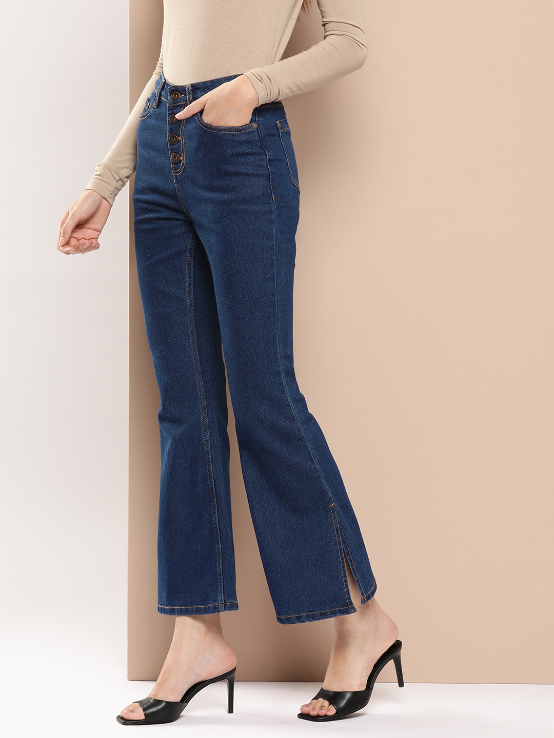 

Chemistry Women Bootcut Pure Cotton Jeans, Blue