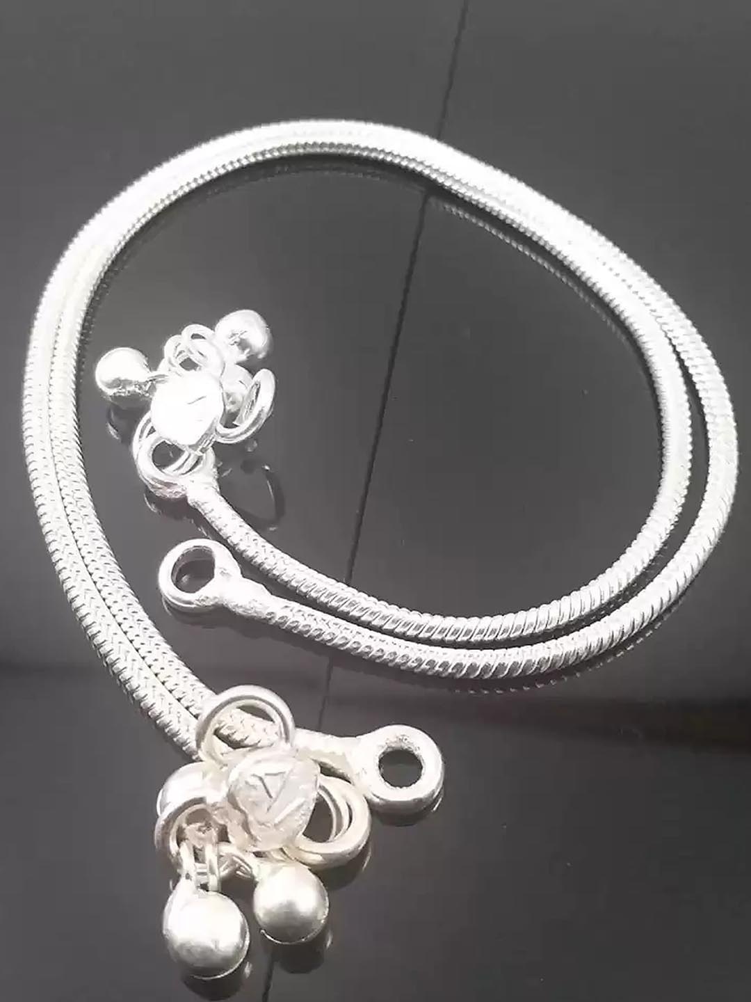 

RUHI COLLECTION Set Of 3 Silver-Plated Beaded Anklets