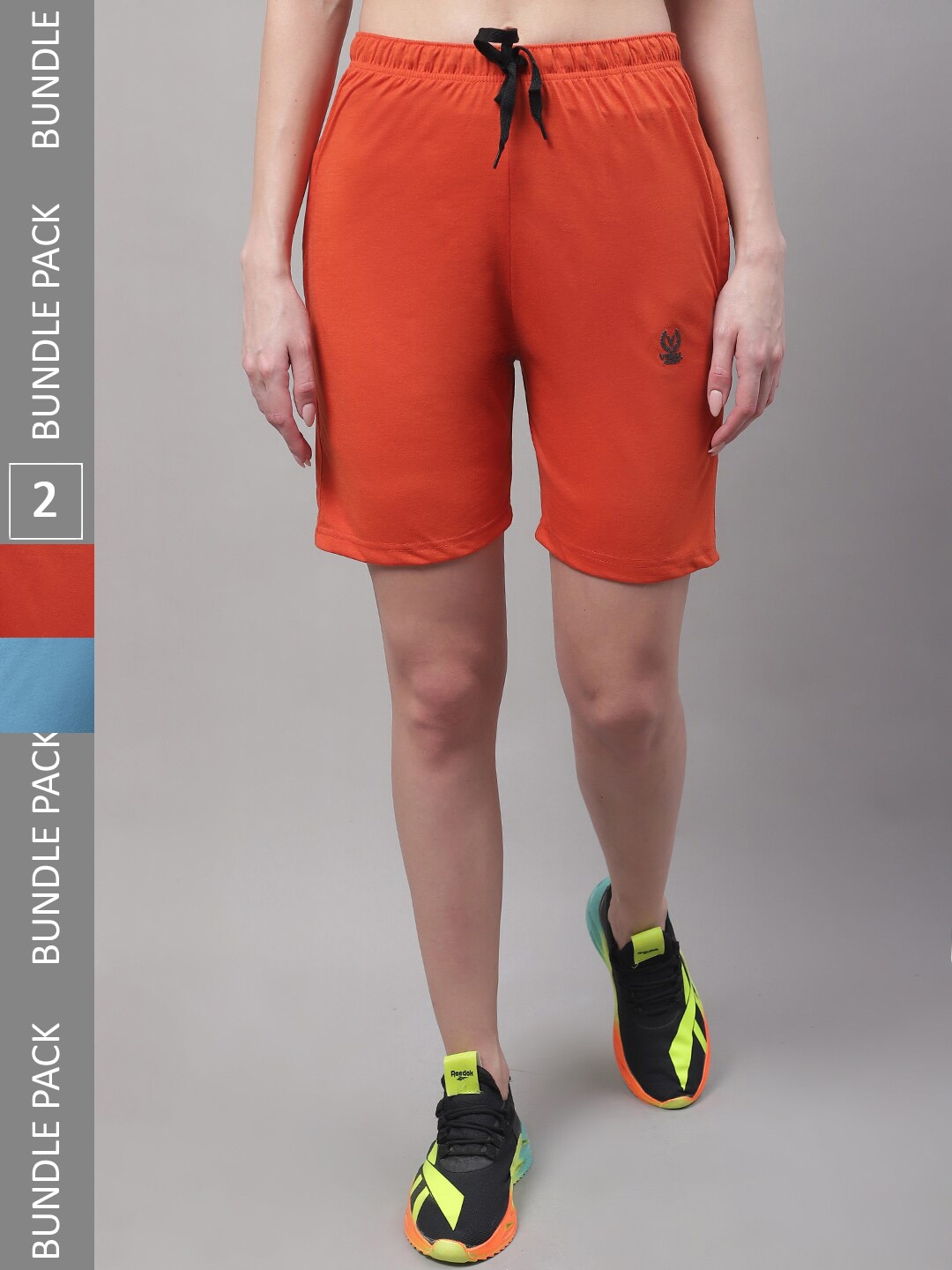 MACK JONNEY Women Pack Of 2 Cotton Sports Shorts, Red