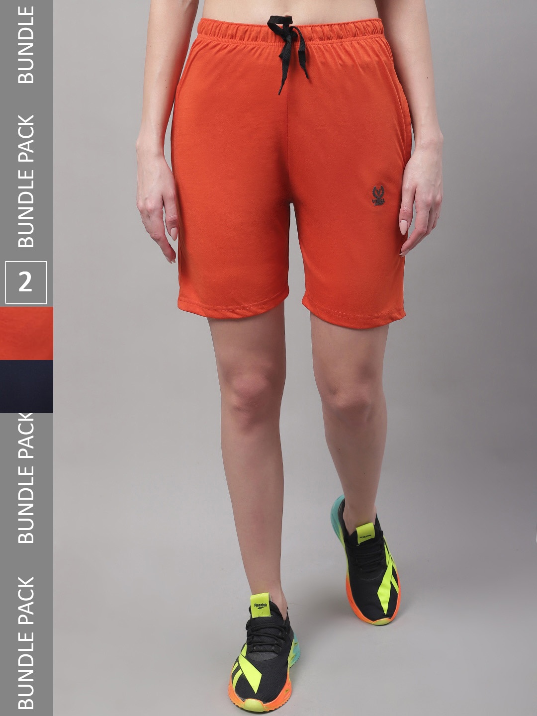 

MACK JONNEY Women Pack Of 2 Cotton Sports Shorts, Red