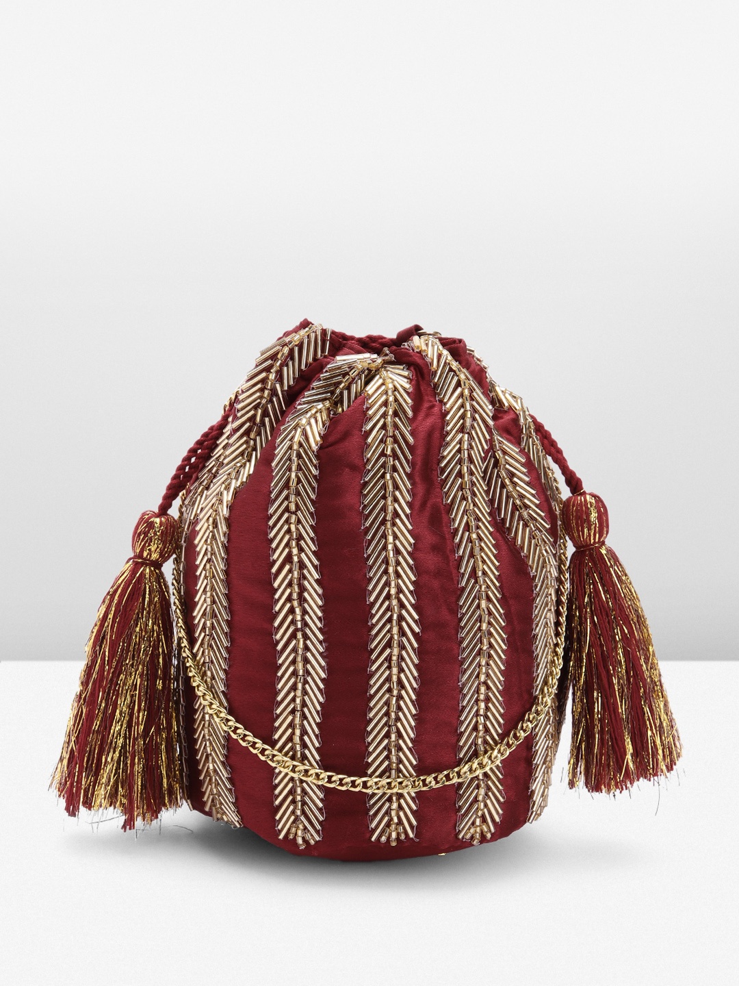 

Anouk Embellished Party Potli, Maroon