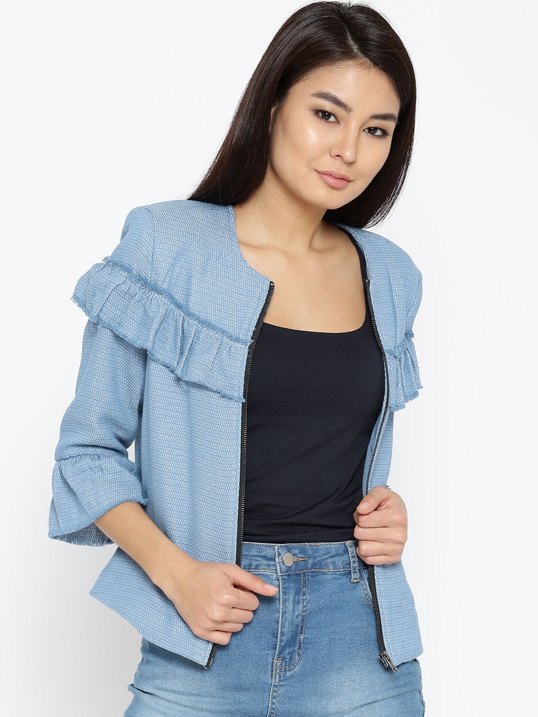 

ONLY Women Blue Self-Design Tailored Jacket