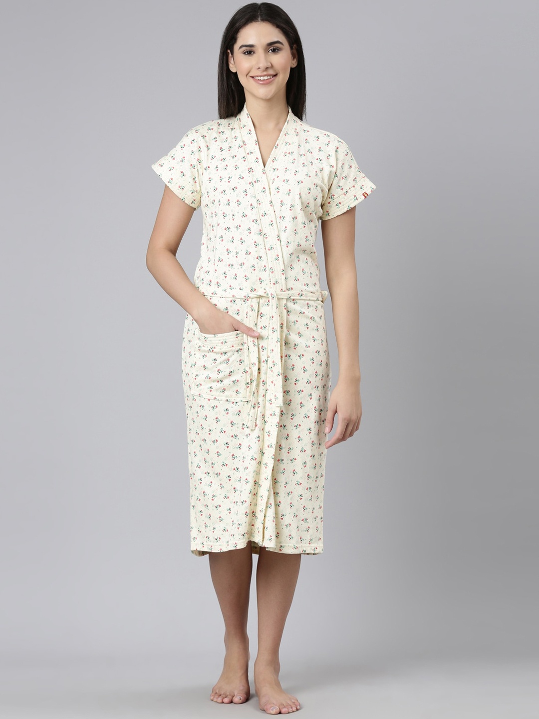 

GOLDSTROMS Floral Printed Bath Robe, Cream