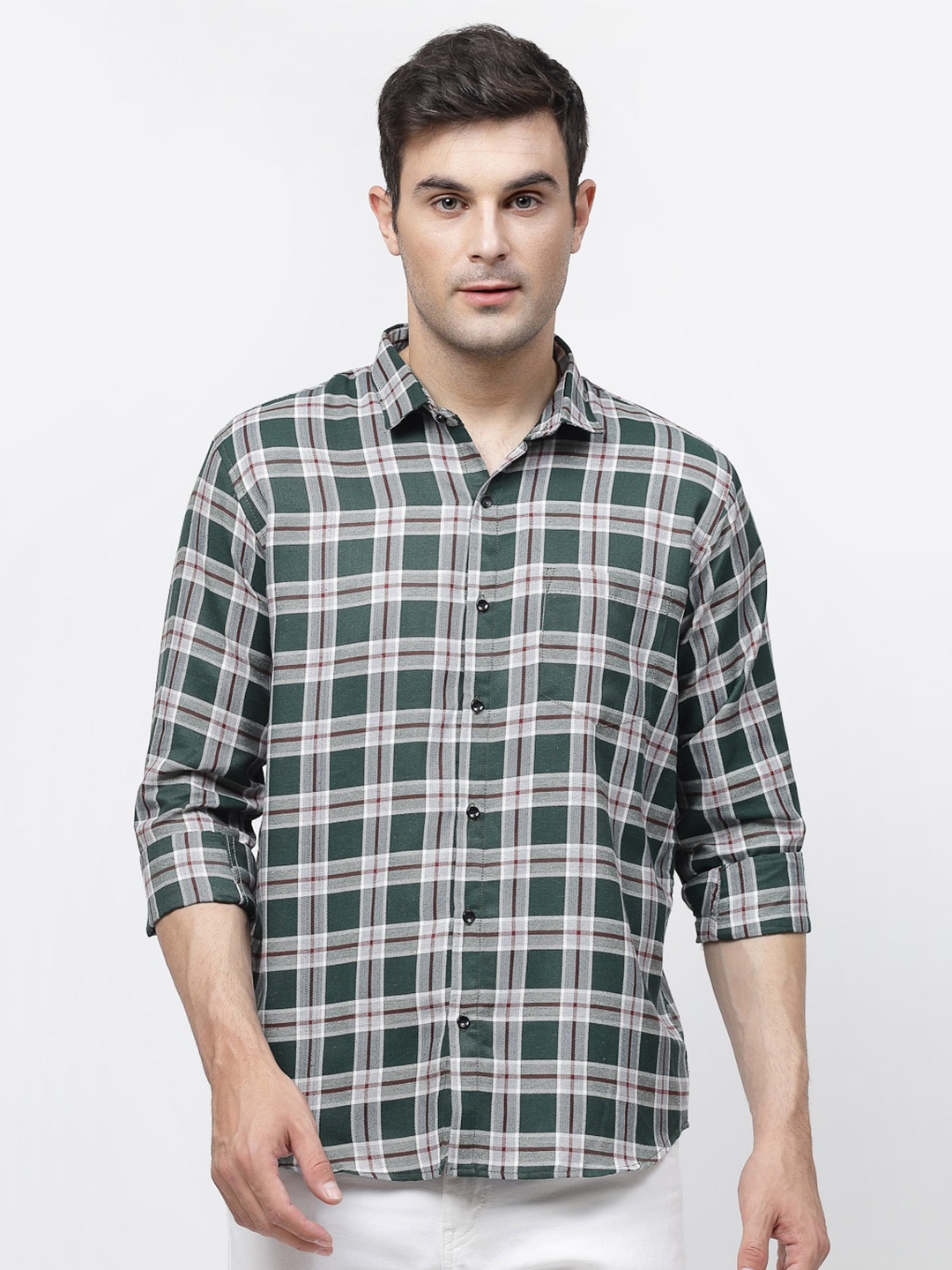 

ADWYN PETER Tartan Checked Casual Shirt, Green