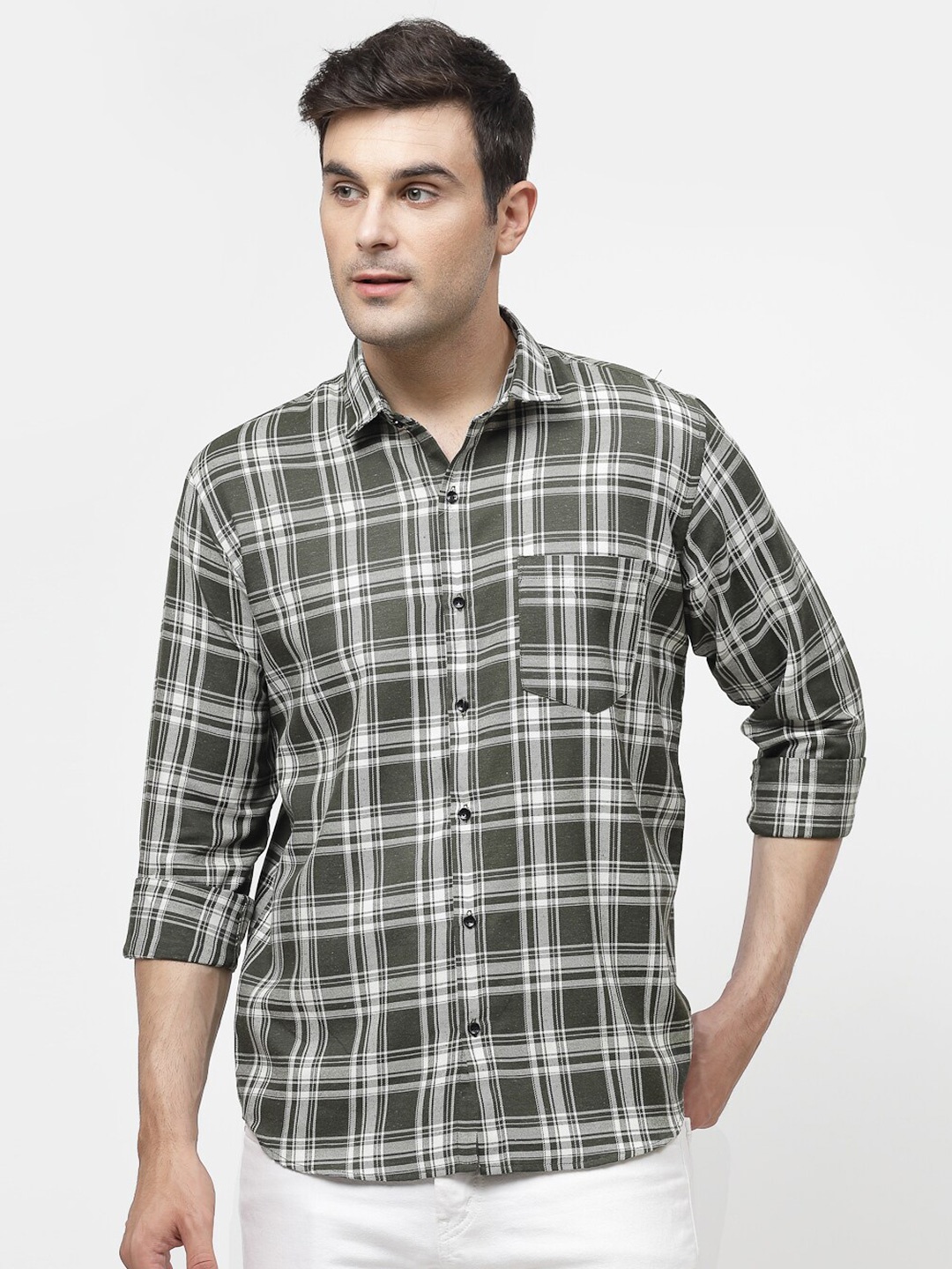 

ADWYN PETER Tartan Checked Casual Shirt, Green