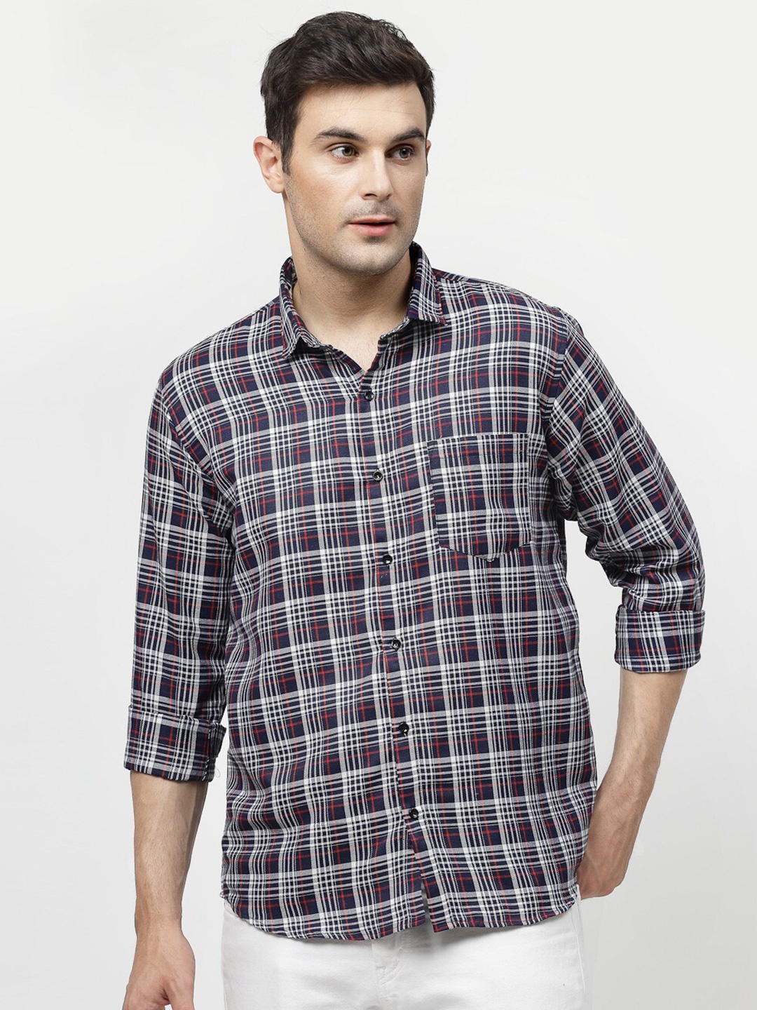 

ADWYN PETER Checked Spread Collar Casual Shirt, Red