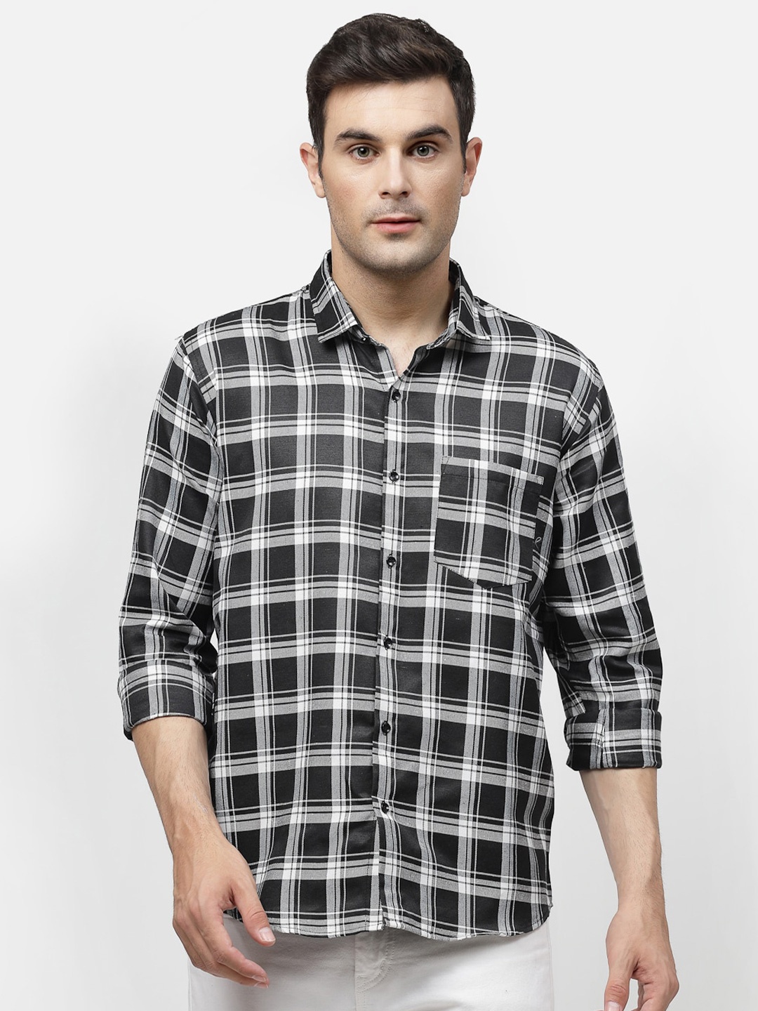 

ADWYN PETER Buffalo Checked Casual Shirt, Black