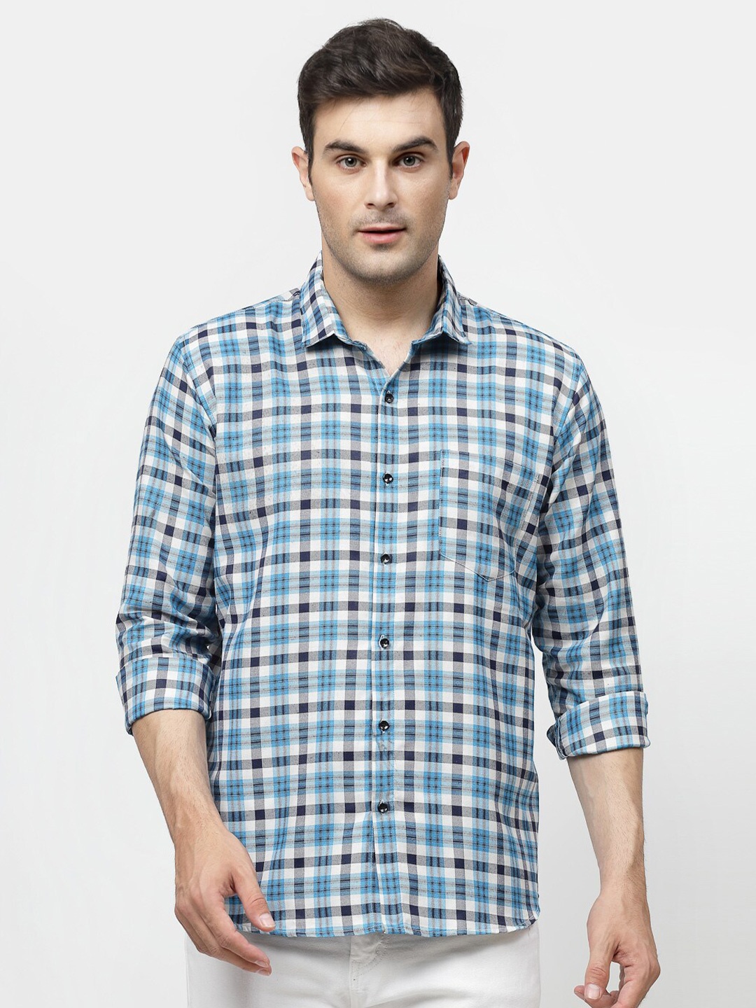 

ADWYN PETER Tartan Checked Casual Shirt, Blue