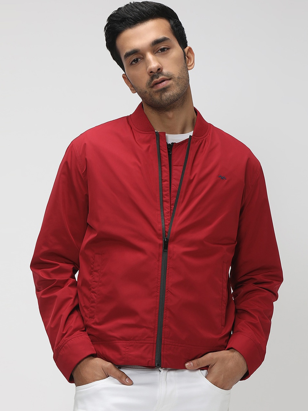 

Mufti Mock Collar Bomber Jacket, Red