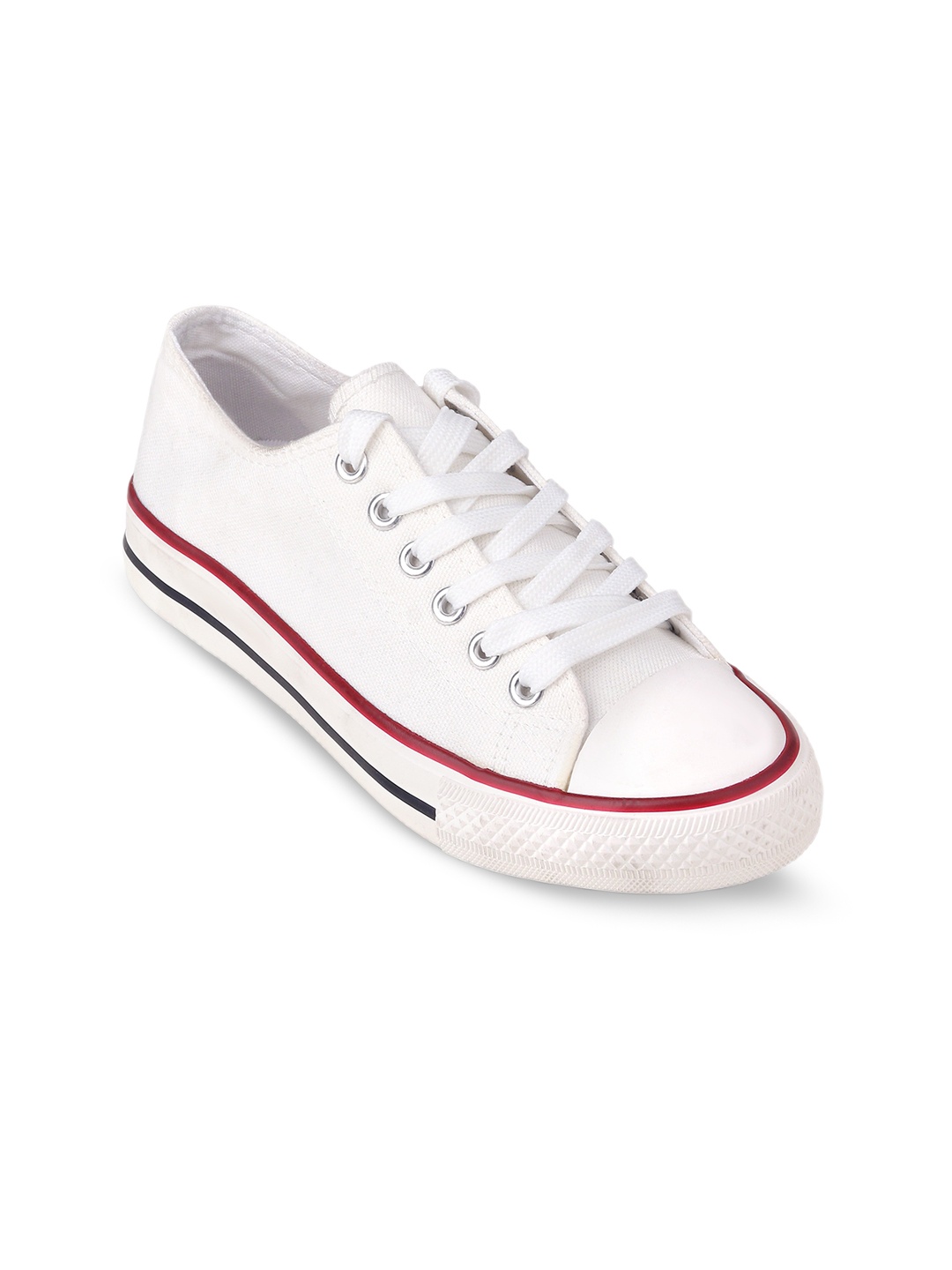 

CASSIEY Women Comfort Insole Lightweight Canvas Contrast Sole Sneakers, White