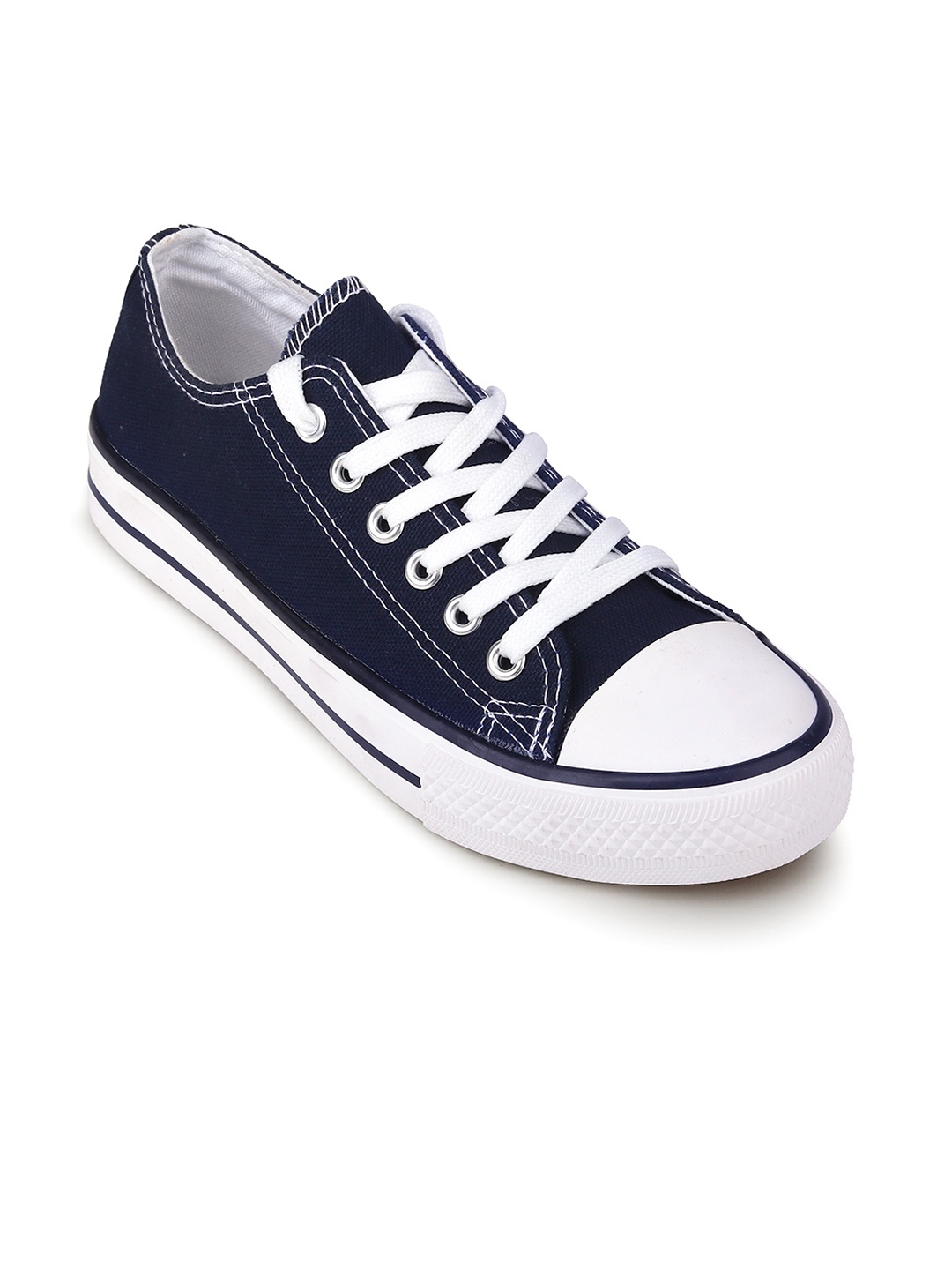 

CASSIEY Women Comfort Insole Lightweight Canvas Contrast Sole Sneakers, Navy blue