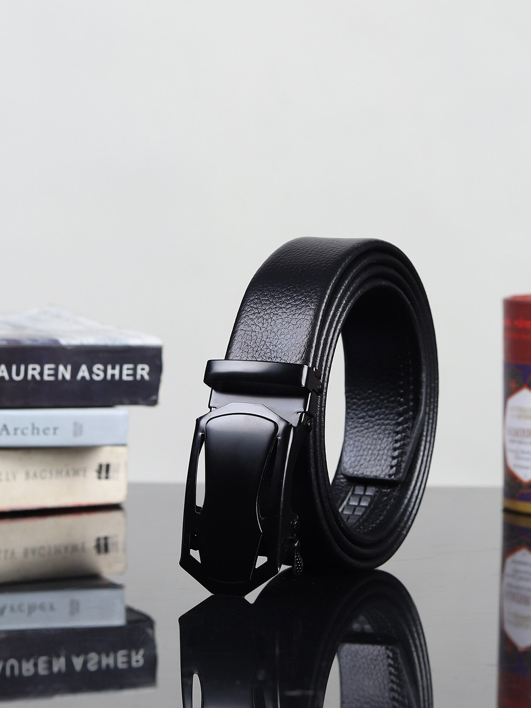 

HENEDA Men Textured Casual Belt, Black