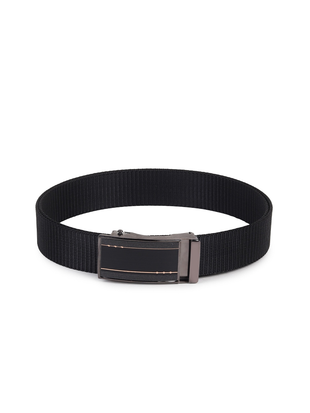 

HENEDA Men Woven Design Auto-lock Buckle Belt, Black