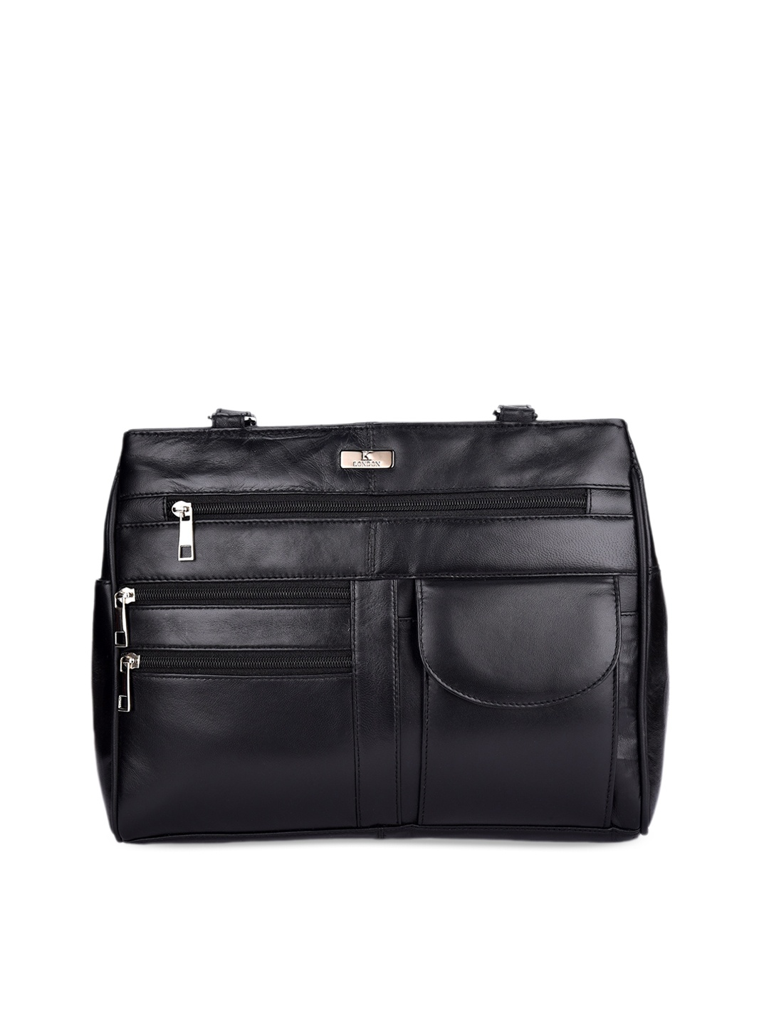 

K London Leather Structured Shoulder Bag, Black