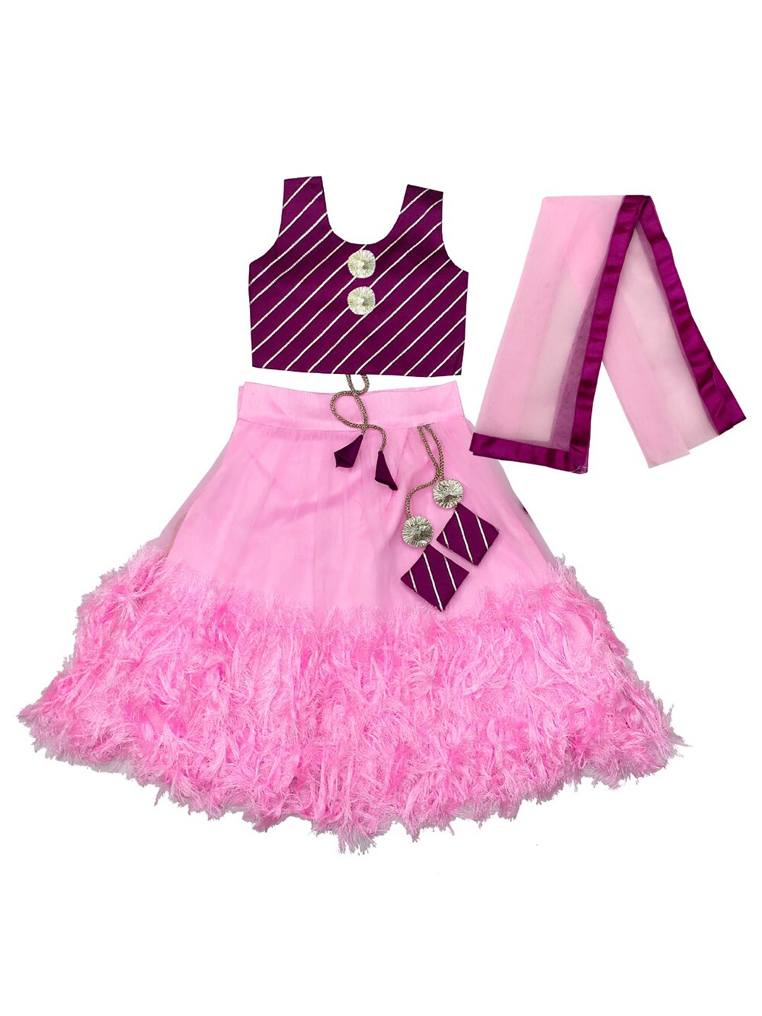 

BAESD Girls Ready to Wear Lehenga & Blouse With Dupatta, Pink