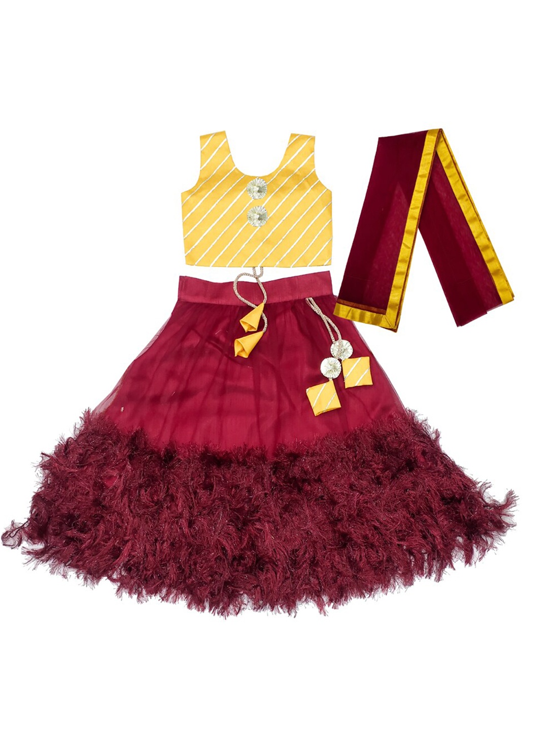 

BAESD Girls Embroidered Ready to Wear Lehenga & Blouse With Dupatta, Maroon