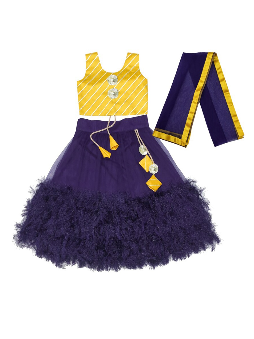 

BAESD Girls Embroidered Ready to Wear Lehenga & Blouse With Dupatta, Navy blue