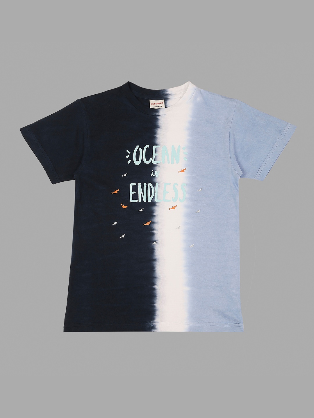 

RAINE AND JAINE Boys Colourblocked Pure Cotton T-shirt, Navy blue