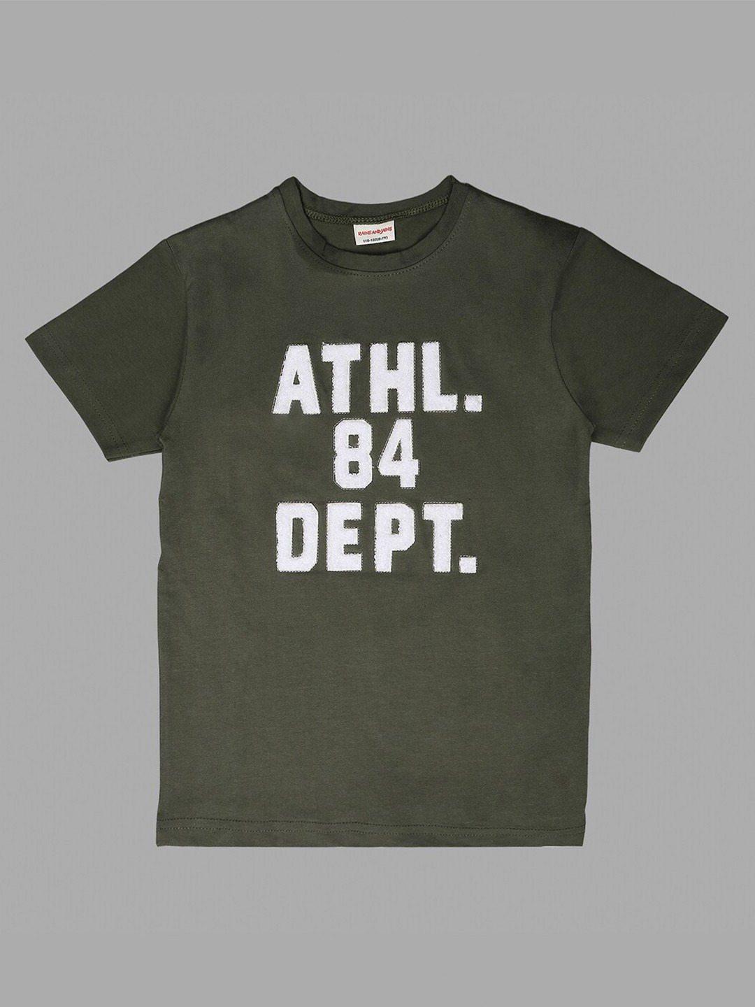 

RAINE AND JAINE Boys Typography Printed Pure Cotton T-shirt, Khaki