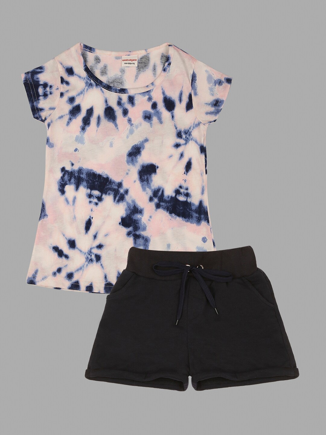 

RAINE AND JAINE Girls Abstract Printed T-shirt With Shorts, Pink