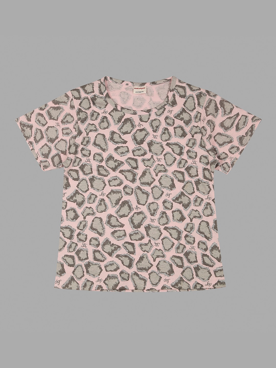 

RAINE AND JAINE Girls Abstract Printed Round Neck T-shirt, Pink